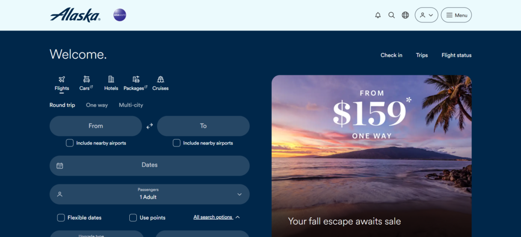 Alaska Airlines Home Page