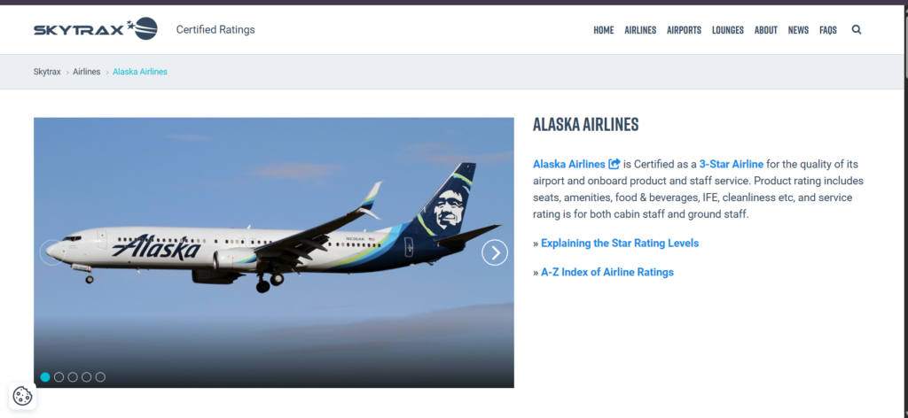 Skytrax Alaska Airlines Reviews Page